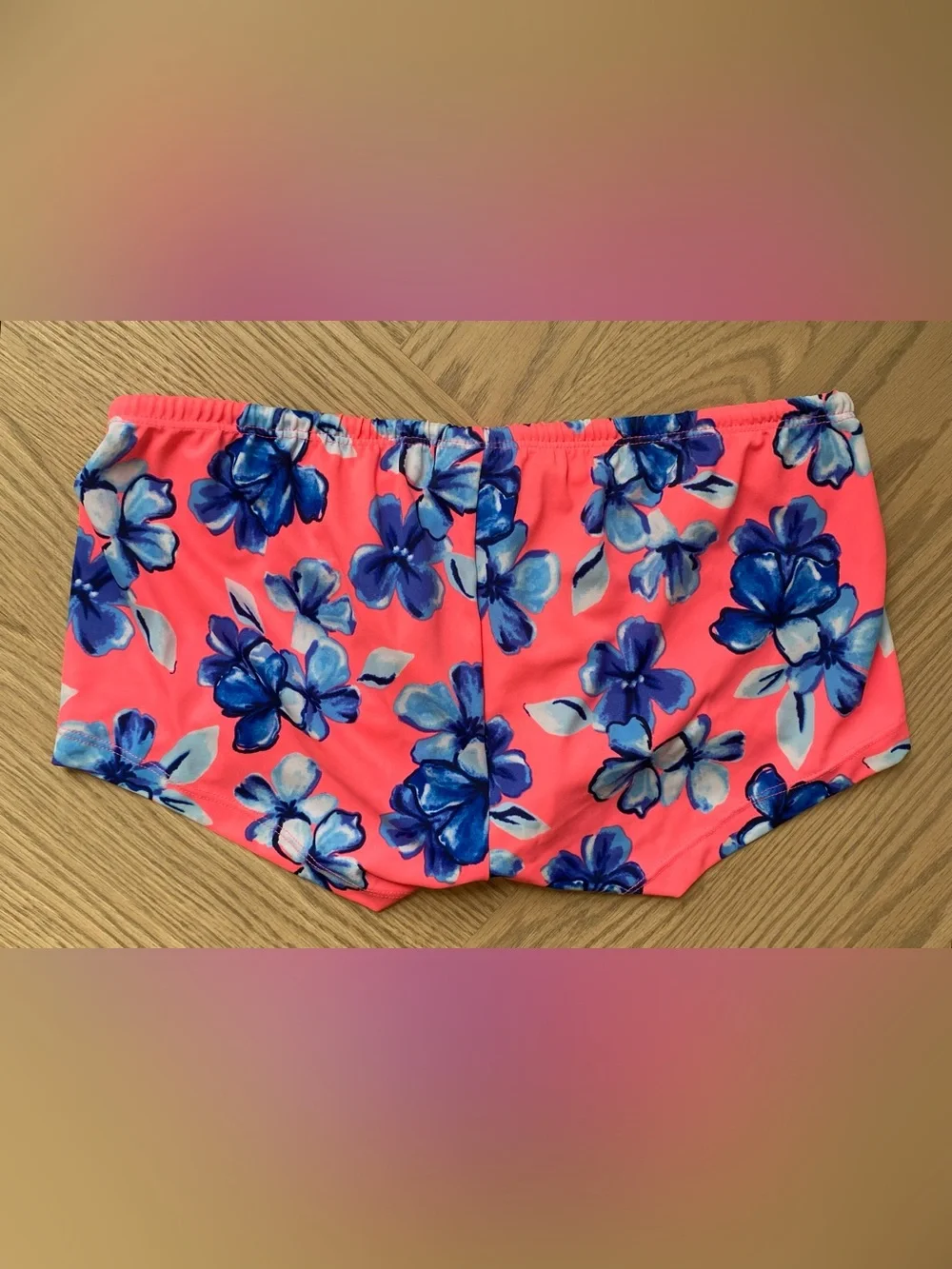 Men's Floral Ergowear Swim Shorts in Coral Pink and Blue